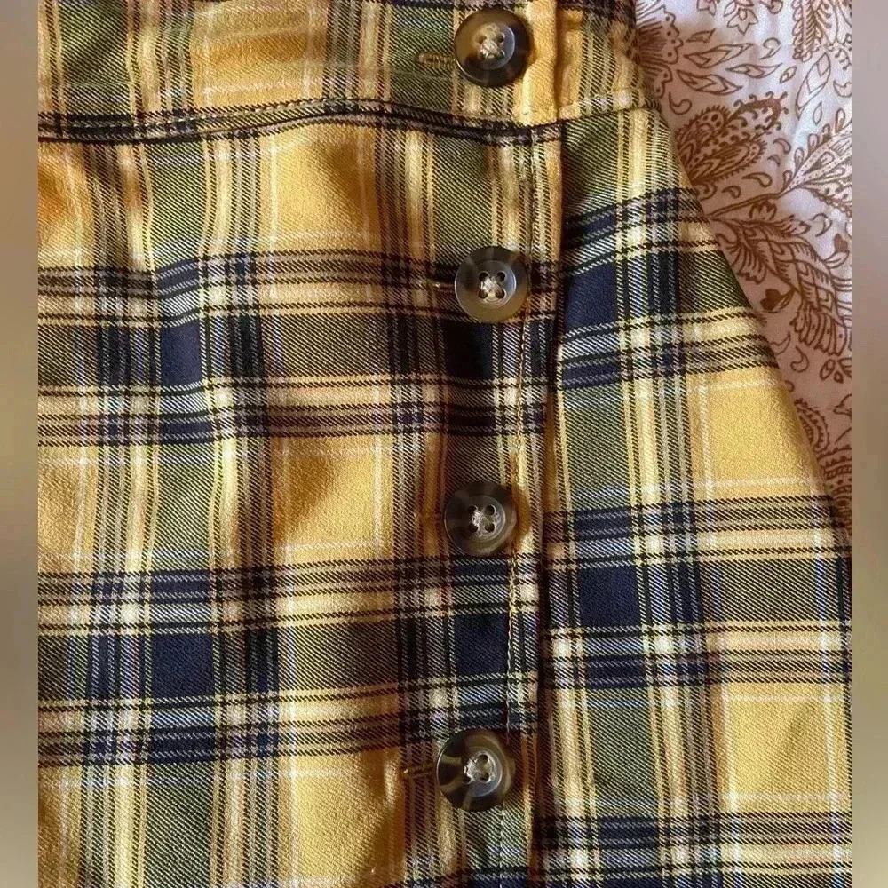 Hollister Women’s Small Y2K Preppy Yellow and Black Plaid Mini Skirt - Picture 2 of 6